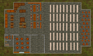 A floor plan of the Mob Factory.