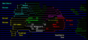 An ASCII map of the political regions of the CoffeeMUD Alraparanian world.